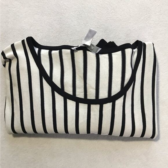 MaxMara womens XL black ivory striped pullover top boxy casual - Picture 9 of 9